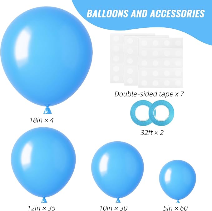 RUBFAC Light Blue Balloons 129pcs Different Sizes 18 12 10 5 Inch - Image 2