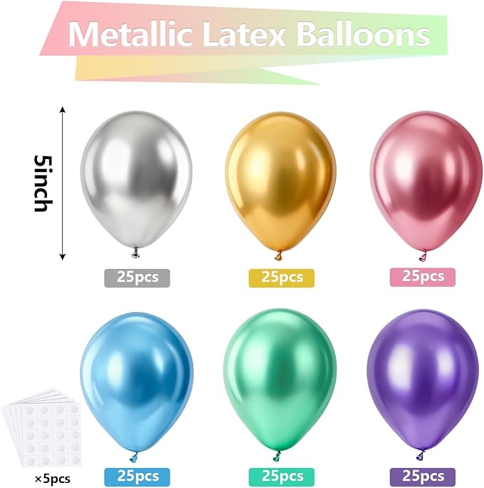 Bezente Metallic Chrome Latex Matte Party Balloons 150 Pack 5 inch Small | - Image 2