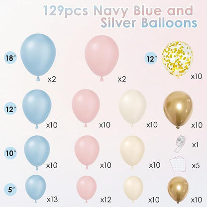 Gender Reveal Dusty Pink Blue Balloon Arch Kit 129 PCs | Teddy Bear Theme Boho - Image 3