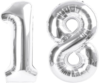 Number Balloons 18 Balloon 40 inch Silver by Enyeopd