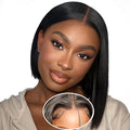 4x6 Glueless Wigs - Human Hair 8 Inch Bob, Pre Plucked, Pre Cut, 180% Density, HD Transparent Frontal Lace Front Wigs for Women