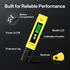 VIVOSUN Digital pH Meter, 0.01pH High Accuracy Pen Type pH Tester for Hydroponics, Household Drinking, Pool and Aquarium, Yellow, UL Certified