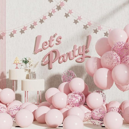 RainbowQ Pastel Pink Balloons 55Pcs 12 Inch Confetti Latex Helium Balloon | - Image 6