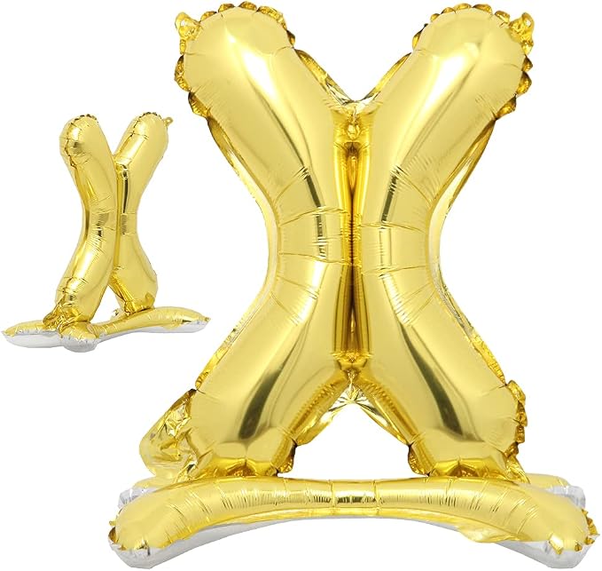 16" Standing Gold Alphabet Letter and Number Balloons Aluminum Hanging Foil by RUIANSI