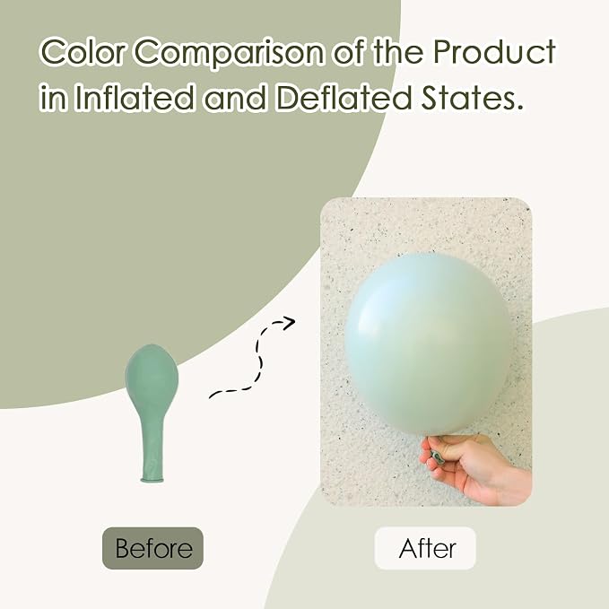 Awenztech 122pcs Sage Green Latex Balloons in 18 12 10 5 inches | Wedding - Image 4