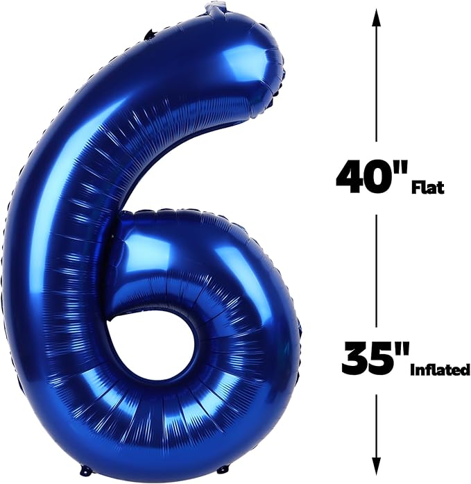 Night Blue Number 6 Balloon 40 inch, 6th Birthday Party Balloons Decorations | - Image 3