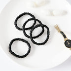 Mulberry Silk Skinnie Scrunchies Set in Black - 100% Pure 19 Momme, Luxurious Elastic Hair Ties for Women (4 Pack)
