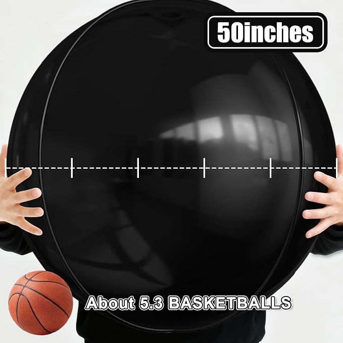 50 Inch Giant Black Round Foil Balloons - Image 2