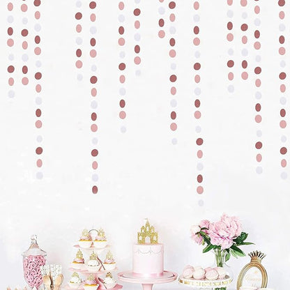 Rose-Gold Pink-White Party Decorations Paper-Garland - 52Ft Valentines Birthday - Image 6