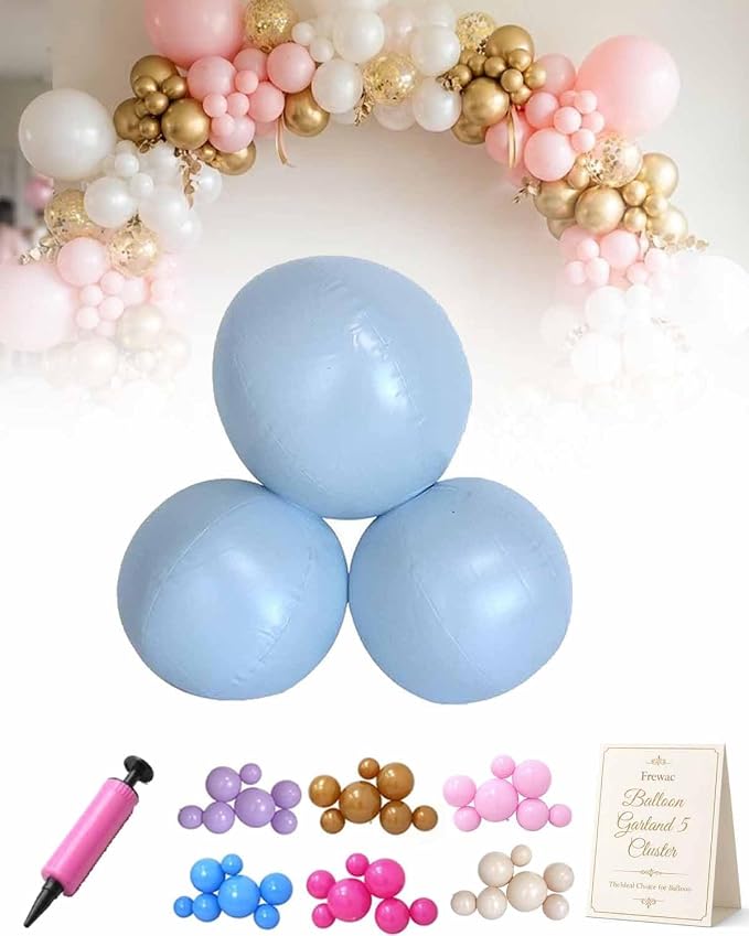 Reusable Balloon Garland 5 Cluster Inflatable Latex Free PVC Clusters Arch Kit by Frewac