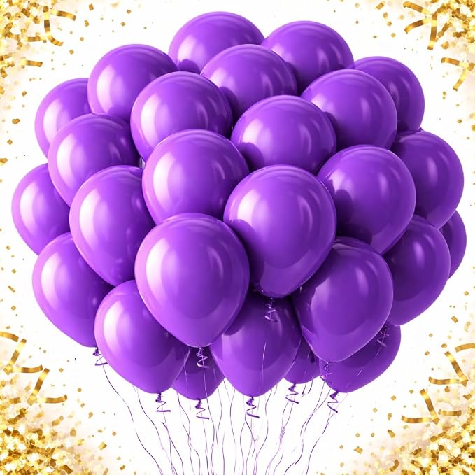 Purple Balloons 100 Pack, 12 Inch Latex Party Balloons, Round Helium Balloons by Tamodan+for+better