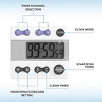 Sper Scientific Portable Digital Kitchen & Lab Timer 810015 - 4 Channel, Large Display, Loud Alarm - 4 pc