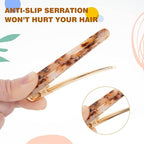 Cobahom 6 Pack 3.26 Inch Duckbill Hair Clips, Leopard Print Hair Pins Chic Tortoise Shell Hair Barrettes for Women and Girls (3 Beige + 3 Dark Brown)