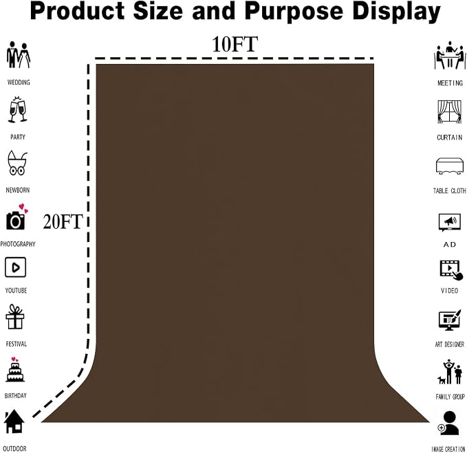 Brown Photography Backdrop for Photoshoot, Fabric 10x20ft | Polyester Studio - Image 3
