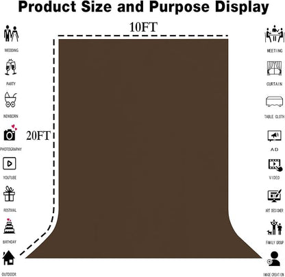 Brown Photography Backdrop for Photoshoot, Fabric 10x20ft | Polyester Studio - Image 3