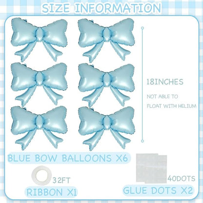 6 Pieces Bow Balloons, Big Macaron Blue Bow Balloons - Image 5