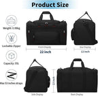 Gym Bag 22 inch Sport Duffle Bag for Men - 55L Weekender Duffel Bag for Travel 22“×12”×13“ - Black