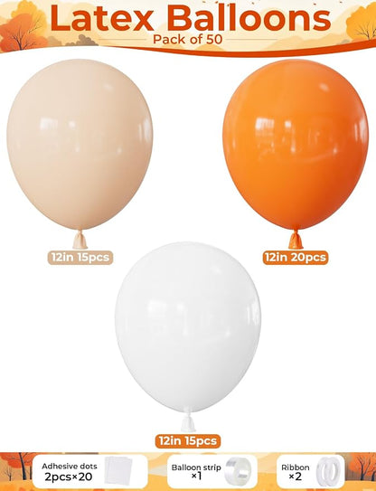 Orange and White Balloons, 12 Inch Fall Balloons - Image 5