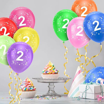 Ainiv 2nd Birthday Balloons 18PCS, 12inch Numbers Printed Latex Balloons | 2nd - Image 7