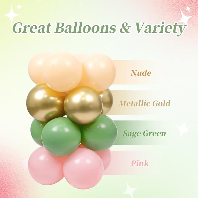 12inch Safari Balloons with Green Pink Nude Metallic Gold Confetti Balloons | - Image 4