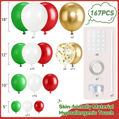 Red White Green and Gold Balloon Arch Kit - Image 2