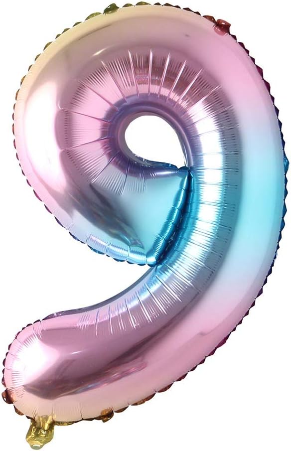 32 Inch Number Balloons Foil Ballon Rainbow Gradient Digit Ball Colorful by REIANS