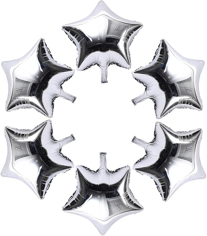 24 Pcs 18" Silver Star Balloons Foil Balloons Mylar Balloon by Unknown