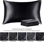 BEDELITE Satin Pillowcase for Hair and Skin, Super Soft Similar to Silk Pillow Cases 4 Pack with Envelope Closure, Cooling Pillowcases for Women Men (20"x26" Standard Size, Black)