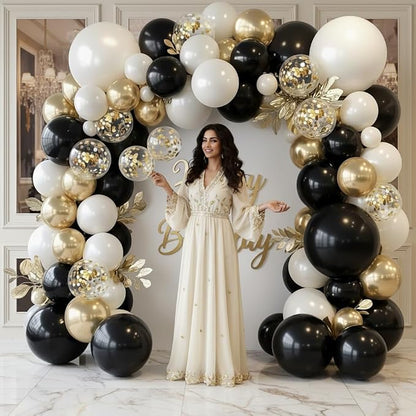 Black and Gold Balloon Arch Garland Kit 150pcs 2026 New Year's, Double Stuffed - Image 6