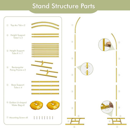 EMART Balloon Arch Stand with 2 Golden U-shaped Water Bag & 4 Reusable Ground - Image 7