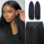Invisi Edge Clip In Hair Extensions Human Hair 2 Pack 240g 16pcs Kinky Straight Invisible Clip Ins For Women Full Head Injected Clip Ins Remy Human Hair Extensions Natural Color 22inch