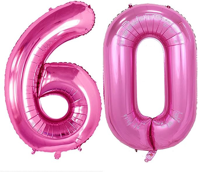 Number 60 Balloons for 60th Birthday Party Decorations, 42 Inch Jumbo Foil by GOER