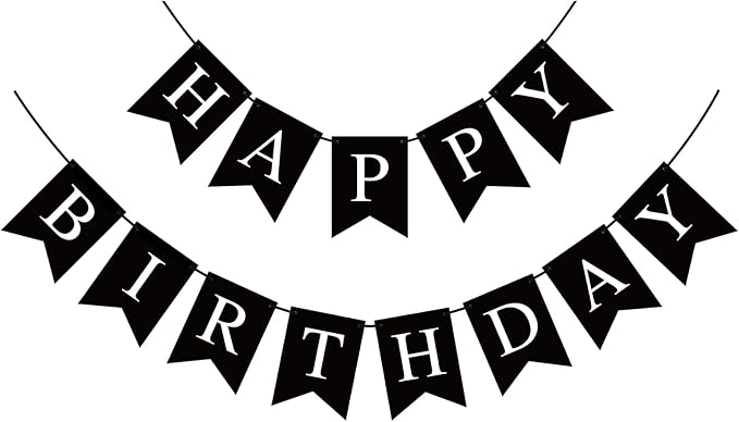 Hooqict Black Happy Birthday Banner Sign by Hooqict