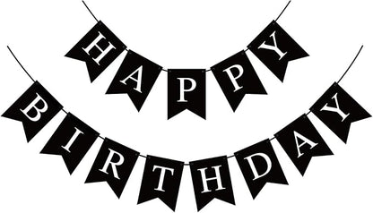 Hooqict Black Happy Birthday Banner Sign by Hooqict