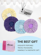 Years calm Reusable Waterproof Shower Caps for Women, Hair Caps for Showers, Double-Layer Elastic Design, for All Hairstyles, Travel-Friendly (Sky Blue)