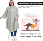 Professional Barber & Salon Cape with Sleeves | Large Hair & Water Repellent Cutting Cape with Adjustable Snaps