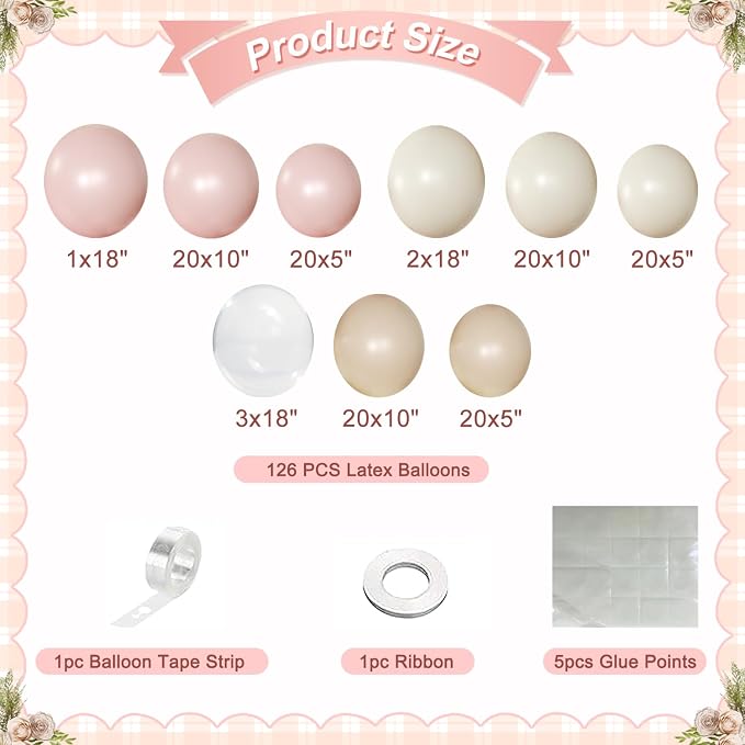 Dusty Pink Balloon Arch Kit for Birthday Decorations | 126Pcs Pink and Sand - Image 6