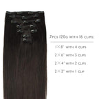 WENNALIFE Clip in Hair Extensions Real Human Hair, 16 Inch 120g 7pcs Dark Brown Hair Extensions Clip In Human Hair Remy Clip in Hair Extensions Real Human Hair Double Weft