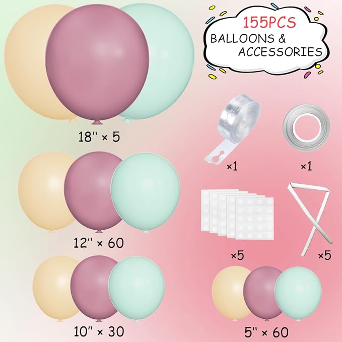 MEBAY Dusty Green Purple Nude Balloon Arch Kit - Image 2