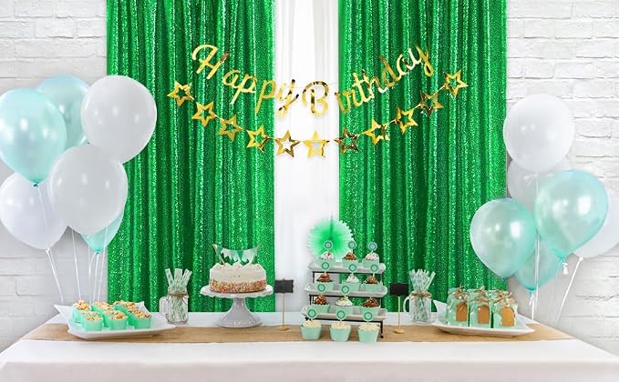 Green Sequin Backdrop Curtains-6 Panels 2FTx8FT Green Backdrop - Image 5