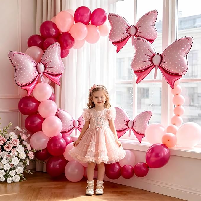 Pink Bow Balloons Different Sizes - Image 5