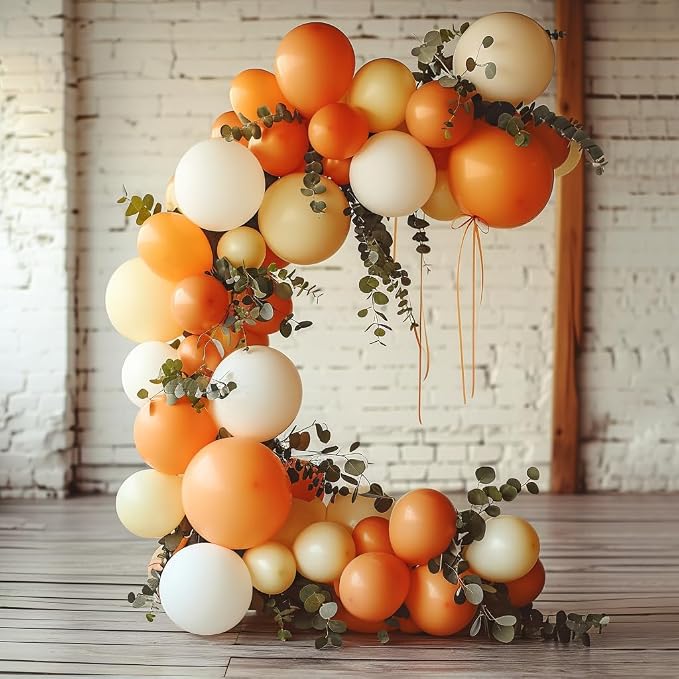 KBZVNAF Orange and White Latex Balloons 60 Pack 12 inch | Orange White Confetti - Image 6