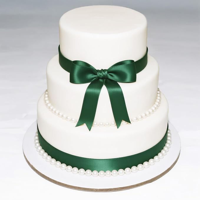 KINGLAKE Forest Green Satin Ribbon – 1-1/2 Inch x 2 Rolls Emerald Green Ribbon - Image 7