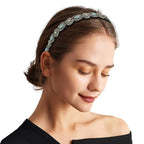 AMCAMI Rhinestone Crystal Beaded Hairbands 5 Pack - Elastic Hippie Hair Accessories for Women and Girls