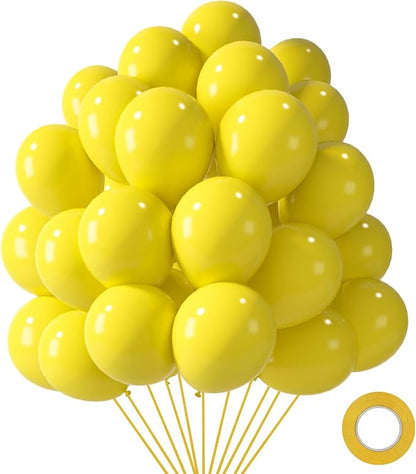 LOVESTOWN 110 PCS Lemon Yellow Balloons, 12 Inch Bright Yellow Latex | Birthday by Lovestown