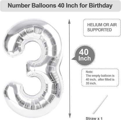 Number Balloons 40 Inch Silver 2 Balloon - Image 5