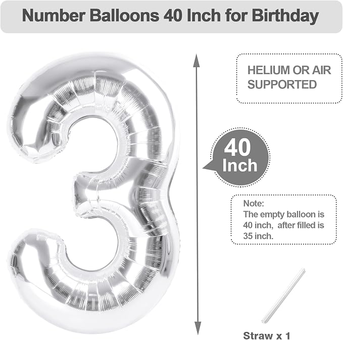 Numbers 12 Balloon 40Inch Silver Balloons - Image 5