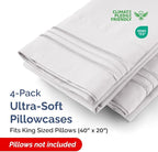King Pillow Cases Set of 4 - Ultra Soft Hotel Quality Pillowcase Covers - Comfy, Cozy & Wrinkle Free - Shrink, Stain & Fade Resistant - Machine Washable Pillow Protectors - 4 Piece Set - French Grey