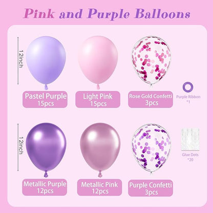 60pcs Pink and Purple Balloons 12inch - Image 2