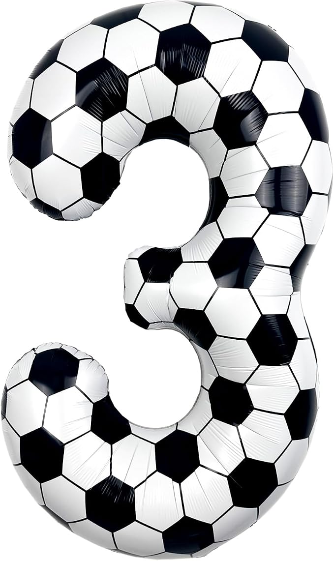 40 Inch Soccer Number 3 Foil Balloon, Soccer Birthday Party Decorations | by Unknown